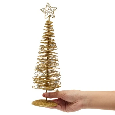 Juvale 2 Pack Small Gold Christmas Trees for Tabletop, Holiday Decorations, 10.5 x 3 x 3 inches 2 Juvale 2 Pack Small Gold Christmas Trees for Tabletop, Holiday Decorations, 10.5 x 3 x 3 inches - Image 2