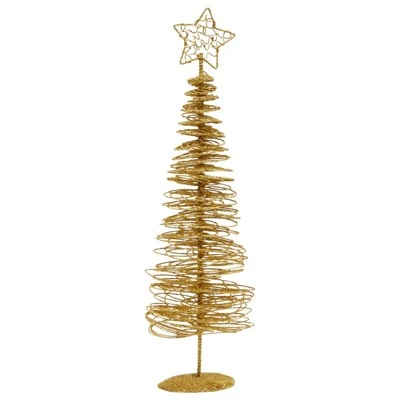 Juvale 2 Pack Small Gold Christmas Trees for Tabletop, Holiday Decorations, 10.5 x 3 x 3 inches 4 Juvale 2 Pack Small Gold Christmas Trees for Tabletop, Holiday Decorations, 10.5 x 3 x 3 inches - Image 4