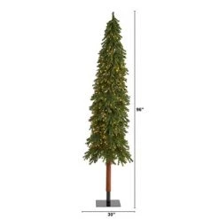 8ft Nearly Natural Pre-Lit Slim Grand Alpine Artificial Christmas Tree Clear Lights