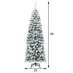 Tangkula Pencil Artificial Christmas Tree Snow Flocked Pencil Tree with Flexible Stand 11 Tangkula Pencil Artificial Christmas Tree Snow Flocked Pencil Tree with Flexible Stand -Christmas Trees Sales Store unnamed file 6947