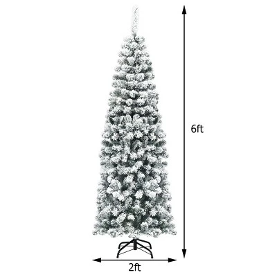 Tangkula Pencil Artificial Christmas Tree Snow Flocked Pencil Tree with Flexible Stand 3 Tangkula Pencil Artificial Christmas Tree Snow Flocked Pencil Tree with Flexible Stand - Image 3