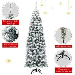 Tangkula Pencil Artificial Christmas Tree Snow Flocked Pencil Tree with Flexible Stand 12 Tangkula Pencil Artificial Christmas Tree Snow Flocked Pencil Tree with Flexible Stand -Christmas Trees Sales Store unnamed file 6948
