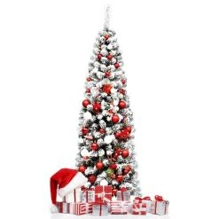Tangkula Pencil Artificial Christmas Tree Snow Flocked Pencil Tree with Flexible Stand 16 Tangkula Pencil Artificial Christmas Tree Snow Flocked Pencil Tree with Flexible Stand -Christmas Trees Sales Store unnamed file 6952