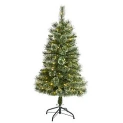 Nearly Natural Pre-Lit LED Slim Snow Flocked Tip Wisconsin Pine Artificial Christmas Tree Clear Lights -Christmas Trees Sales Store unnamed file 6959