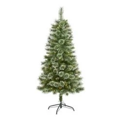 Nearly Natural Pre-Lit LED Slim Snow Flocked Tip Wisconsin Pine Artificial Christmas Tree Clear Lights -Christmas Trees Sales Store unnamed file 6960