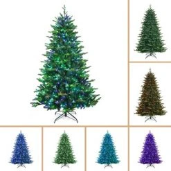 Tangkula APP Controlled Christmas Tree, PE/PVC Xmas Tree w/ Color Changing LED Lights & Branch Tips