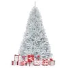 Tangkula 7.5Ft Hinged Artificial Silver Tinsel Christmas Tree with Metal Stand