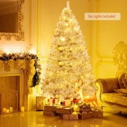 Tangkula 7.5Ft Hinged Artificial Silver Tinsel Christmas Tree with Metal Stand -Christmas Trees Sales Store unnamed file 6976