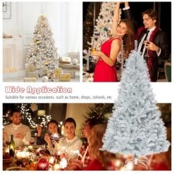 Tangkula 7.5Ft Hinged Artificial Silver Tinsel Christmas Tree with Metal Stand -Christmas Trees Sales Store unnamed file 6979