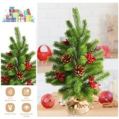 Tangkula 20” Mini Realistic Christmas Tree, Artificial Tabletop Christmas Tree W/ 55 Branch Tips -Christmas Trees Sales Store unnamed file 6989