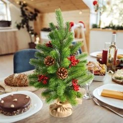 Tangkula 20” Mini Realistic Christmas Tree, Artificial Tabletop Christmas Tree W/ 55 Branch Tips -Christmas Trees Sales Store unnamed file 6991