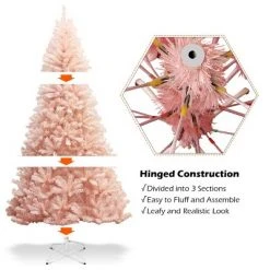 Tangkula 6ft Pink Artificial Christmas Tree 617 Hinged tips w/ Metal Stand Holiday Season -Christmas Trees Sales Store unnamed file 6997
