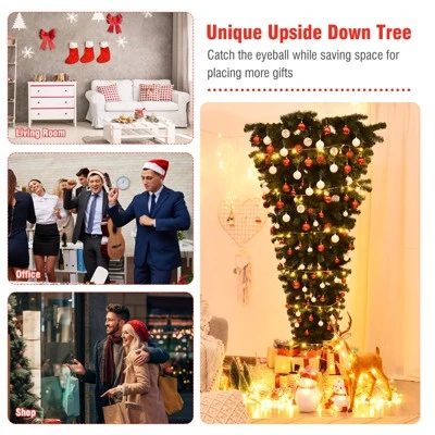 Tangkula 7ft Upside Down Christmas Tree Artificial Green Inverted PVC Tree with Metal Stand 6 Tangkula 7ft Upside Down Christmas Tree Artificial Green Inverted PVC Tree with Metal Stand - Image 6