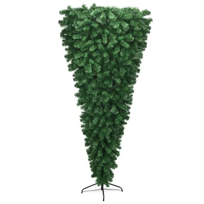 Tangkula 7ft Upside Down Christmas Tree Artificial Green Inverted PVC Tree with Metal Stand 9 Tangkula 7ft Upside Down Christmas Tree Artificial Green Inverted PVC Tree with Metal Stand - Image 9