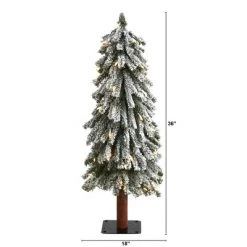 3ft Nearly Natural Pre-Lit Flocked Grand Alpine Artificial Christmas Tree Clear Lights