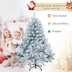 Tangkula 4.5 FT Snow Flocked Christmas Tree Pre-lit Christmas Tree w/295 Branch Tips & 150 Warm White LED Lights 10 Tangkula 4.5 FT Snow Flocked Christmas Tree Pre-lit Christmas Tree w/295 Branch Tips & 150 Warm White LED Lights -Christmas Trees Sales Store unnamed file 7029