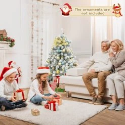 Tangkula 4.5 FT Snow Flocked Christmas Tree Pre-lit Christmas Tree w/295 Branch Tips & 150 Warm White LED Lights 13 Tangkula 4.5 FT Snow Flocked Christmas Tree Pre-lit Christmas Tree w/295 Branch Tips & 150 Warm White LED Lights -Christmas Trees Sales Store unnamed file 7032