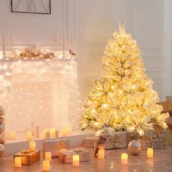 Tangkula 4.5 FT Snow Flocked Christmas Tree Pre-lit Christmas Tree w/295 Branch Tips & 150 Warm White LED Lights 14 Tangkula 4.5 FT Snow Flocked Christmas Tree Pre-lit Christmas Tree w/295 Branch Tips & 150 Warm White LED Lights -Christmas Trees Sales Store unnamed file 7033