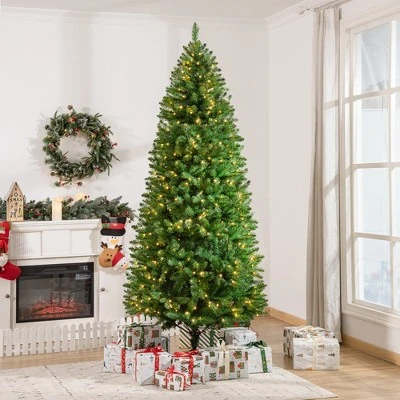 HOMCOM 7.5ft Tall Pre-lit Pine Artificial Christmas Tree with Realistic Branches, 450 Warm White LED Lights and 1146 Tips 2 HOMCOM 7.5ft Tall Pre-lit Pine Artificial Christmas Tree with Realistic Branches, 450 Warm White LED Lights and 1146 Tips - Image 2