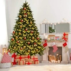 Tangkula 8' PE/PVC Artificial Pine Tree Pre-Lit Christmas Tree w/ 600 LED Lights & Pine Cones 10 Tangkula 8' PE/PVC Artificial Pine Tree Pre-Lit Christmas Tree w/ 600 LED Lights & Pine Cones -Christmas Trees Sales Store unnamed file 7062