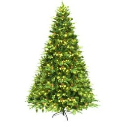 Tangkula 8' PE/PVC Artificial Pine Tree Pre-Lit Christmas Tree w/ 600 LED Lights & Pine Cones 12 Tangkula 8' PE/PVC Artificial Pine Tree Pre-Lit Christmas Tree w/ 600 LED Lights & Pine Cones -Christmas Trees Sales Store unnamed file 7064