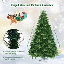 Tangkula 8' PE/PVC Artificial Pine Tree Pre-Lit Christmas Tree w/ 600 LED Lights & Pine Cones 15 Tangkula 8' PE/PVC Artificial Pine Tree Pre-Lit Christmas Tree w/ 600 LED Lights & Pine Cones -Christmas Trees Sales Store unnamed file 7067