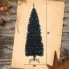 Tangkula 6FT Artificial Full Black Christmas Tree Slim Pencil Tree Seasonal Holiday Decoration for Home Office & Party