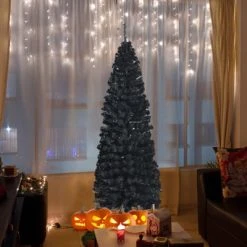 Tangkula 6FT Artificial Full Black Christmas Tree Slim Pencil Tree Seasonal Holiday Decoration for Home Office & Party -Christmas Trees Sales Store unnamed file 7091