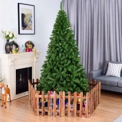 Tangkula 7.5ft PVC Artificial Christmas Tree 1346 Hinged Tips w/ Solid Metal Leg