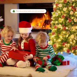 Tangkula Happygrill 5ft Pre-lit Artificial Christmas Tree Slim Artificial Xmas Tree w/ 250 Replaceable LED Lights & 408 Branch Tips -Christmas Trees Sales Store unnamed file 7112