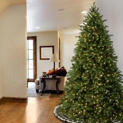 7.5ft National Tree Company Full Pre-Lit Feel Real Jersey Fraser Fir Deluxe Hinged Artificial Tree with 1500 Dual Color LED Lights with PowerConnect