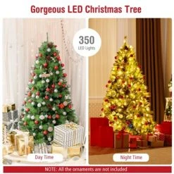 Tangkula 6ft Pre-lit Christmas Tree Artificial Christmas Pine Tree w/ 350 LED Lights & 814 Branch Tips -Christmas Trees Sales Store unnamed file 7134
