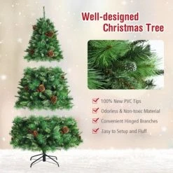 Tangkula 6ft Pre-lit Christmas Tree Artificial Christmas Pine Tree w/ 350 LED Lights & 814 Branch Tips -Christmas Trees Sales Store unnamed file 7135