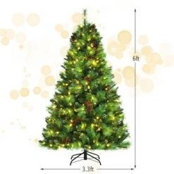 Tangkula 6ft Pre-lit Christmas Tree Artificial Christmas Pine Tree w/ 350 LED Lights & 814 Branch Tips -Christmas Trees Sales Store unnamed file 7140