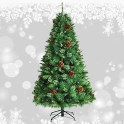 Tangkula 6ft Pre-lit Christmas Tree Artificial Christmas Pine Tree w/ 350 LED Lights & 814 Branch Tips -Christmas Trees Sales Store unnamed file 7141