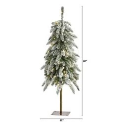3.5ft Nearly Natural Pre-Lit LED Flocked Washington Alpine Artificial Christmas Tree Warm White Lights