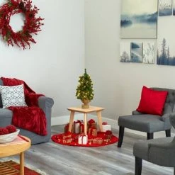 2ft Nearly Natural Pre-Lit Alpine Artificial Christmas Tree Clear Lights in Burlap Planter -Christmas Trees Sales Store unnamed file 7162