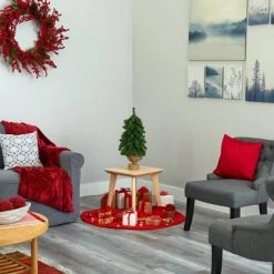 2ft Nearly Natural Pre-Lit Alpine Artificial Christmas Tree Clear Lights in Burlap Planter -Christmas Trees Sales Store unnamed file 7163