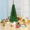 Tangkula 4.5ft Pencil Christmas Tree Pre-Lit Hinged Artificial Decoration w/ 150 Colorful Lights
