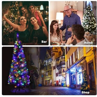 Tangkula 4.5ft Pencil Christmas Tree Pre-Lit Hinged Artificial Decoration w/ 150 Colorful Lights 8 Tangkula 4.5ft Pencil Christmas Tree Pre-Lit Hinged Artificial Decoration w/ 150 Colorful Lights - Image 8