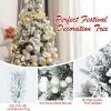 Tangkula Artificial Snow Flocked Christmas Tree 6FT Hinged Christmas Tree W/ 631 Branch Tips