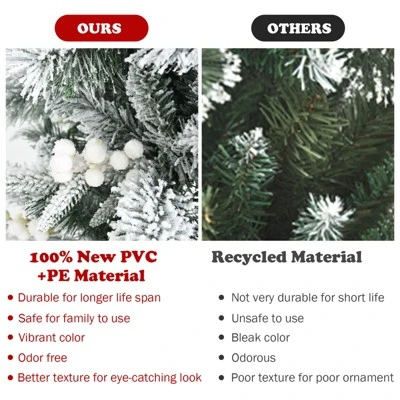 Tangkula Artificial Snow Flocked Christmas Tree 6FT Hinged Christmas Tree W/ 631 Branch Tips 2 Tangkula Artificial Snow Flocked Christmas Tree 6FT Hinged Christmas Tree W/ 631 Branch Tips - Image 2