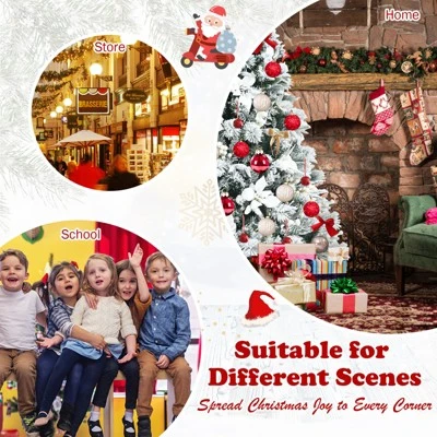 Tangkula Artificial Snow Flocked Christmas Tree 6FT Hinged Christmas Tree W/ 631 Branch Tips 3 Tangkula Artificial Snow Flocked Christmas Tree 6FT Hinged Christmas Tree W/ 631 Branch Tips - Image 3