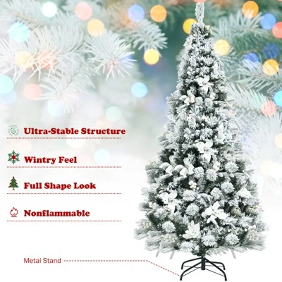Tangkula Artificial Snow Flocked Christmas Tree 6FT Hinged Christmas Tree W/ 631 Branch Tips 4 Tangkula Artificial Snow Flocked Christmas Tree 6FT Hinged Christmas Tree W/ 631 Branch Tips - Image 4