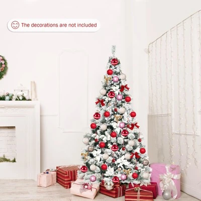 Tangkula Artificial Snow Flocked Christmas Tree 6FT Hinged Christmas Tree W/ 631 Branch Tips 5 Tangkula Artificial Snow Flocked Christmas Tree 6FT Hinged Christmas Tree W/ 631 Branch Tips - Image 5