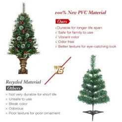 Tangkula 4FT Snow Flocked Artificial Christmas Tree PVC Entrance Tree W/ Pine Cones & Red Berries -Christmas Trees Sales Store unnamed file 7190