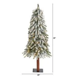 4ft Nearly Natural Pre-Lit Flocked Grand Alpine Artificial Christmas Tree Clear Lights