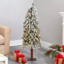4ft Nearly Natural Pre-Lit Flocked Grand Alpine Artificial Christmas Tree Clear Lights -Christmas Trees Sales Store unnamed file 7208
