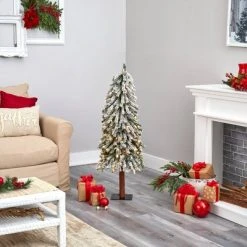 4ft Nearly Natural Pre-Lit Flocked Grand Alpine Artificial Christmas Tree Clear Lights -Christmas Trees Sales Store unnamed file 7209