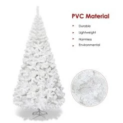 Tangkula 7ft White Artificial PVC Christmas Tree Festive Winter Tree w/ Stand Indoor/Outdoor -Christmas Trees Sales Store unnamed file 7214